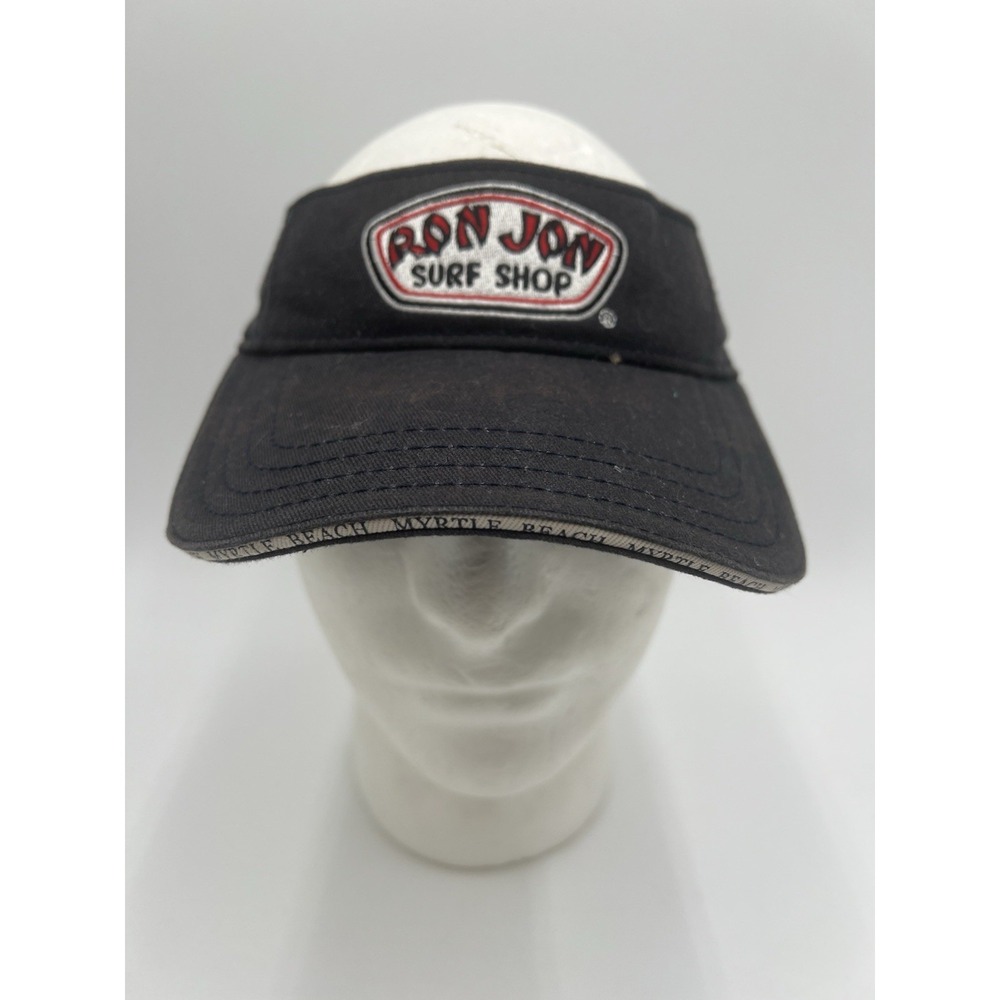 Ron Jon Surf Shop Myrtle Beach SC Black Visor Hat Adjustable Cotton Souveni